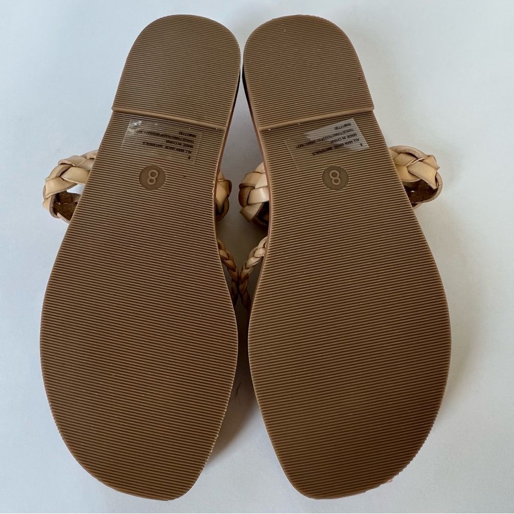 Universal Thread Hilda Braided Faux Leather Mushroom Tan Slide Sandals Size 8 - Picture 9 of 12
